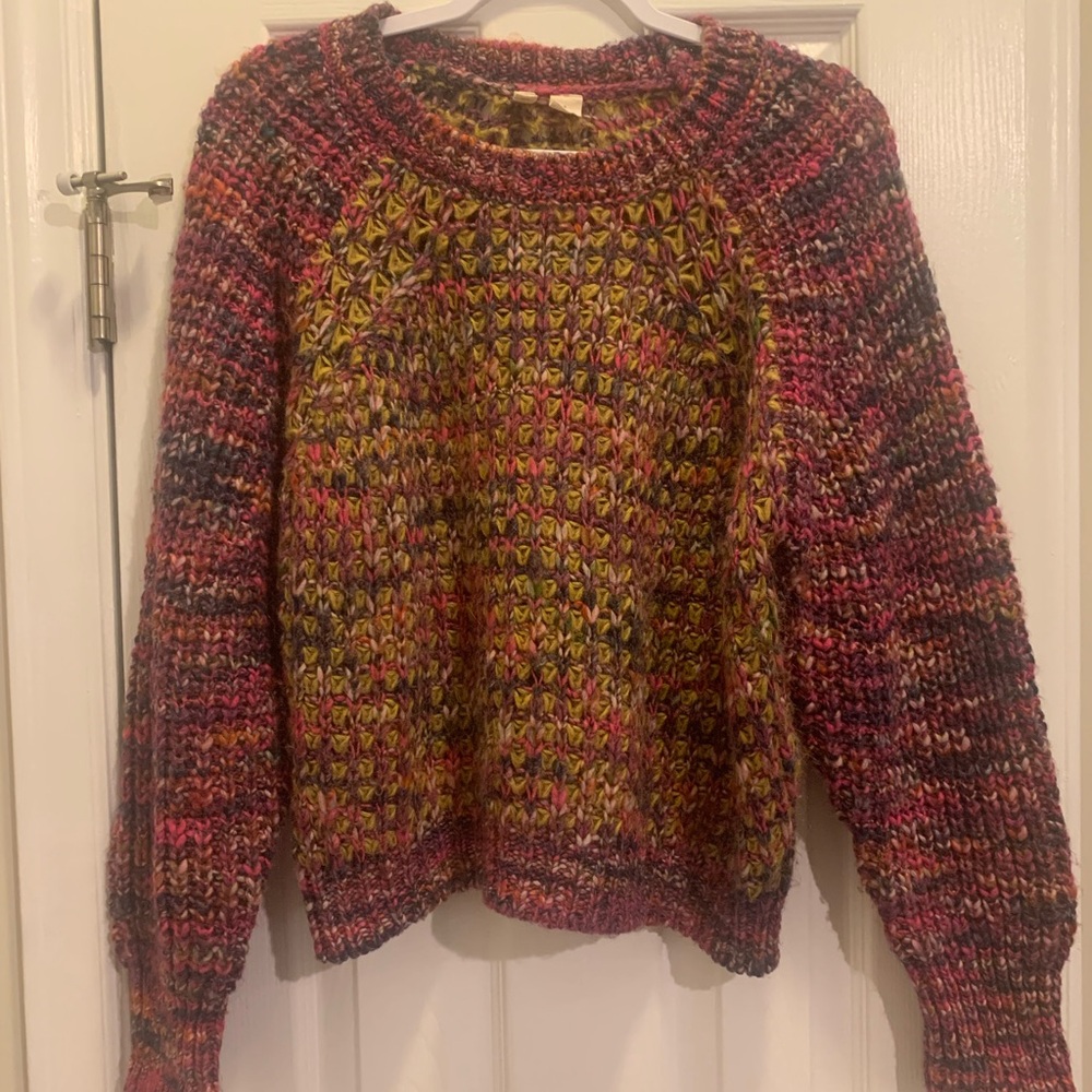 Anthropologie Moth Mohair oversized Sweater Chunky Cable Knit made in Italy Y2K